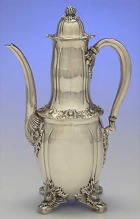 Chrysanthemum (Strl, 1880, Hlwr, 925-1000, FloralEdge) Sterling Demitasse Pot