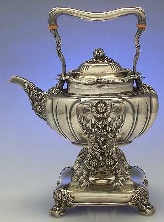 Chrysanthemum (Strl, 1880, Hlwr, 925-1000, FloralEdge) Kettle, Stand & Burner