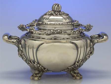 Chrysanthemum (Strl, 1880, Hlwr, 925-1000, FloralEdge) Sugar Bowl & Lid
