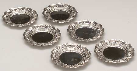 Chrysanthemum (Strl, 1880, Hlwr, 925-1000, FloralEdge) Butter Pat - Set of 6