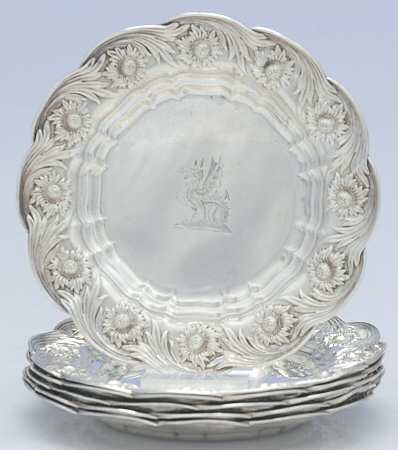 Chrysanthemum (Strl, 1880, Hlwr, 925-1000, FloralEdge) Butter Pat - Set of 6