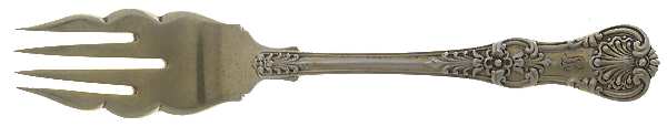 English King (Sterling, 1885, Monograms) Pastry Fork Variant