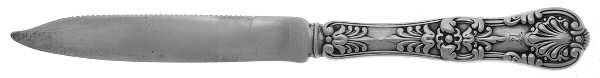 English King (Sterling, 1885, Monograms) Hollow Handle Fruit Knife with Sterling Blade
