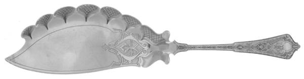 Persian (Sterling, 1872, Monograms) Large Solid Bright Cut Fish Serving Knife
