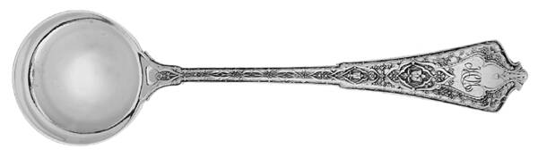 Persian (Sterling, 1872, Monograms) Round Bowl Soup Spoon (Bouillon)