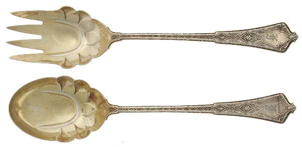 Persian (Sterling, 1872, Monograms) Solid Oversized Serving Salad Set