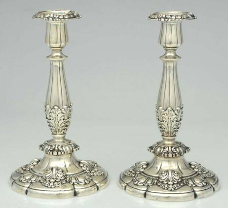 English King (9579, Sterling, Hollowware) Pair of 10" Weighted Candlesticks