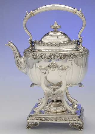 English King (9579, Sterling, Hollowware) Kettle, Stand & Burner