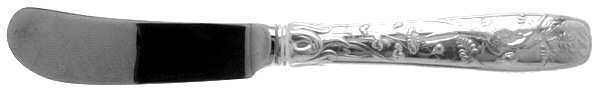 Audubon Gold (Sterling, Gold Vermeil) Butter Spreader Hollow Hdl-Paddle/Stainless Blade