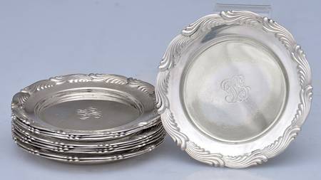 Wave Edge (Sterling, 1884, Waves, Hollowware) Butter Pat (Set of 10)