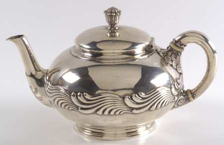 Wave Edge (Sterling, 1884, Waves, Hollowware) Teapot