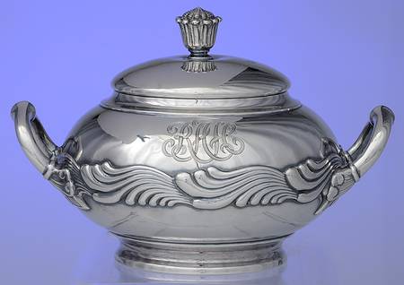 Wave Edge (Sterling, 1884, Waves, Hollowware) Sugar Bowl & Lid