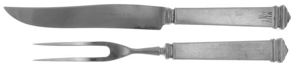 Hampton (Sterling, 1934, Monograms) Small Stainless Blade 2-Piece Steak Carving Set