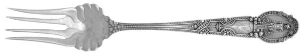 Renaissance (Sterling, 1905, Monograms) Large Solid Cold Meat Serving Fork