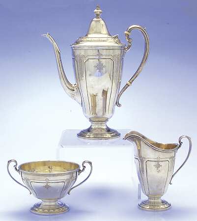 Seville (Sterling, 1926, Hollowware) 3 Piece Mini Tea Set