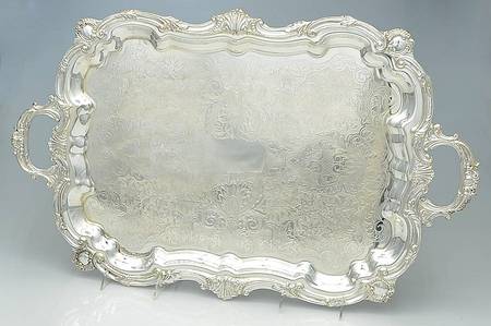 TWS305 (SILVERPLATE, HOLLOWWARE) Large Silverplate Waiter Tray