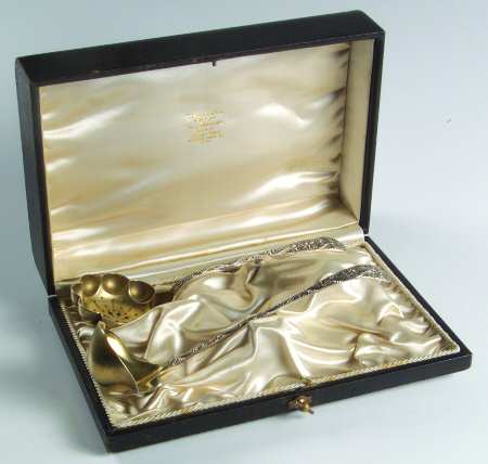 Custom Engraved (Sterling) Sugar Sifter & Long Double Lip Cream Ladle w/Case