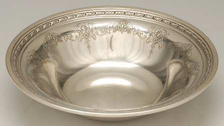 Candlelight-Chased (Sterling, Hollowware) Large Sterling Round Vegetable Bowl
