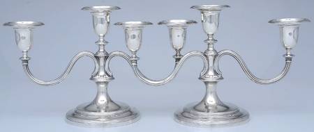 Hamilton (Sterling, Hollowware) Pair of 7" 3 Light Candelabras