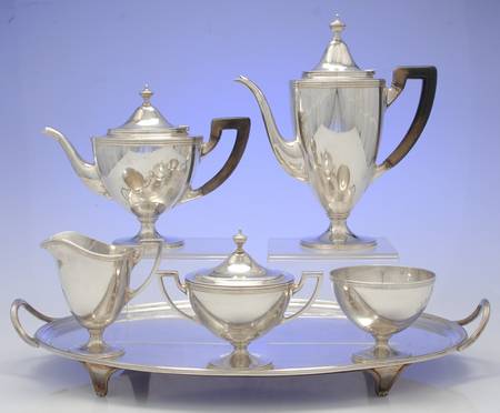 Hamilton (Sterling, Hollowware) 6 Piece Tea Set (SCP*, STP*, SCR*, SSU8, SWB*, WT19)