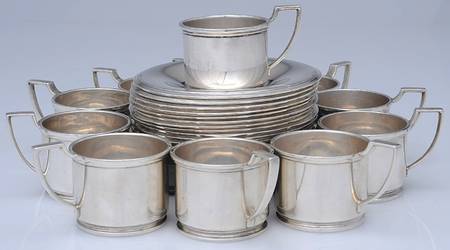 Hamilton (Sterling, Hollowware) Demitasse Cup & Saucer-No Liners - Set of 12