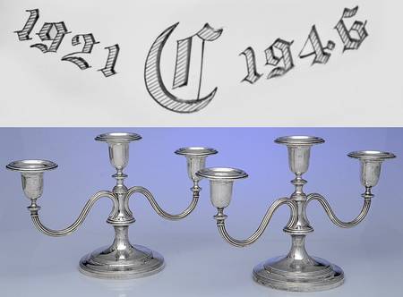 Hamilton (Sterling, Hollowware) Pair of 7" 3 Light Candelabras