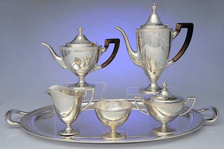 Hamilton (Sterling, Hollowware) 6 Piece Tea Set (SCP*, STP*, SCR*, SSU*, SWB*, WT22)
