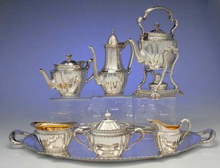 Marquise (Sterling, Hollowware) 7 Piece Tea Set (SCP, STP, SCR, SSU, SWB, SKES & WTL)