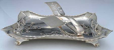 Marquise (Sterling, Hollowware) (3-Pc) Sterling Asparagus Tray, Strainer & Tongs