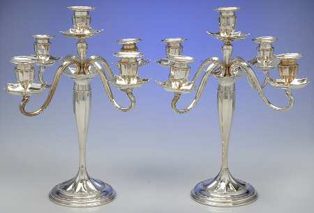 Marquise (Sterling, Hollowware) Pair of 14" 5 Light Candelabra