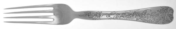 Lap-Over-Edge (Engraved) Solid Piece Dessert Luncheon Fork by Tiffany & CO SILVER