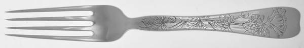Lap-Over-Edge (Engraved) Solid Piece Dessert Luncheon Fork by Tiffany & CO SILVER