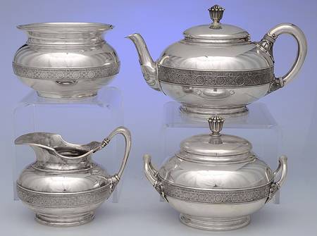 Persian (Sterling, Hollowware) 4 Piece Tea Set (STP, SCR, SSU, SWB)