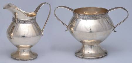 Persian (Sterling, Hollowware) Mini Sterling Creamer and Open Sugar