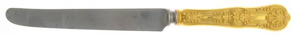 English King Gold (Str, 1885, Gold Vermeil) New French Hollow Knife with Bolster