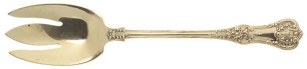 English King Gold (Str, 1885, Gold Vermeil) Solid Salad Serving Fork