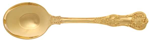 English King Gold (Str, 1885, Gold Vermeil) Round Bowl Soup Spoon (Cream Soup)