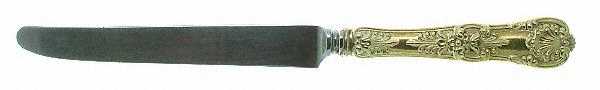 English King Gold (Str, 1885, Gold Vermeil) New French Table Knife with Bolster