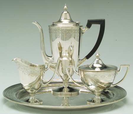 Clinton Engraved (Sterling, Hollowware) 4pc Demi Set (SCPM,CRM,SUM,RT12)