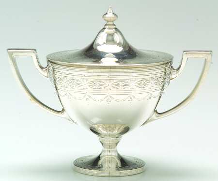 Clinton Engraved (Sterling, Hollowware) Mini Sugar Bowl & Lid