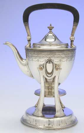 Clinton Engraved (Sterling, Hollowware) Kettle, Stand & Burner