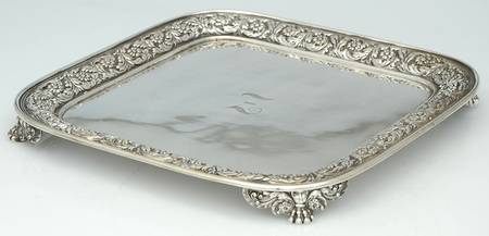 5362 (Sterling, Hollowware) 4 Toed Square Salver