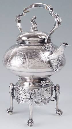 Antique Ivy (Sterling, Hollowware) Kettle, Stand & Burner