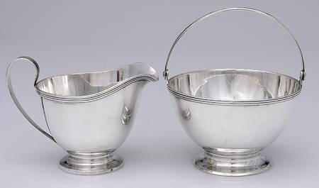 18261 (Sterling, Hollowware) Creamer & Open Handled Sugar Basket (uses SCR)