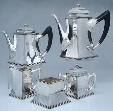 7630 (Sterling, Hollowware) 5 Piece Tea Set (SCP, STP, SCR, SSU, SWB)