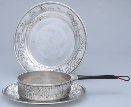 17285 (Sterling, Hollowware) (3pc) Child's Set (Porringer & Underplate, Plate)