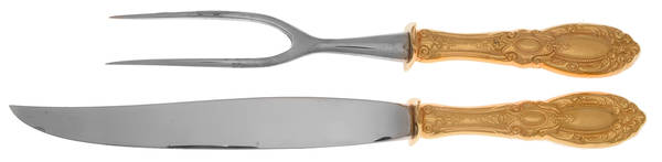 King Richard (Gold Vermeil) 2 Piece Small Carving Set W Sterling Guard