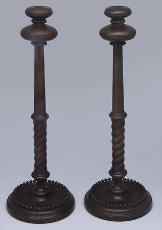 TIS109 (Bronzeware, Hollowware) Pair of 24" Candlesticks