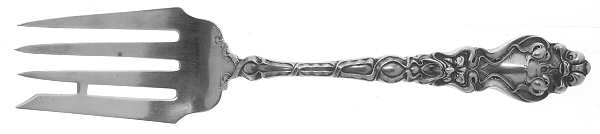 Douvaine (Sterling, 1890) Small Solid Cold Meat Serving Fork by Unger Brothers