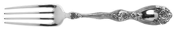 La Fleurette (Sterling, 1904) Luncheon/Dessert Fork, Solid Piece